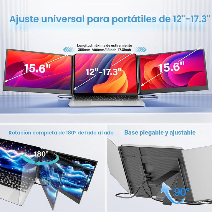 Screnex Extensor de pantalla para laptop de 15.6 pulgadas, ultrafin...