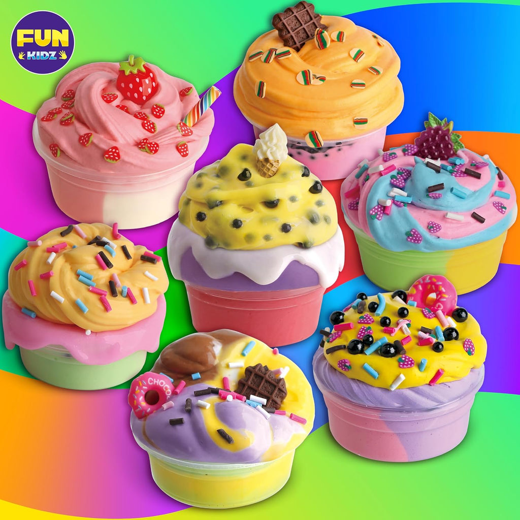 Cubo de Slime de Mantequilla Lechosa de 4 LB como Regalo para Niñas, FunKidz 64 FL OZ Kit de Juguete de Slime Blanco Suave Enorme Preelaborado Perfumado con 29 Complementos Variados, Regalo de