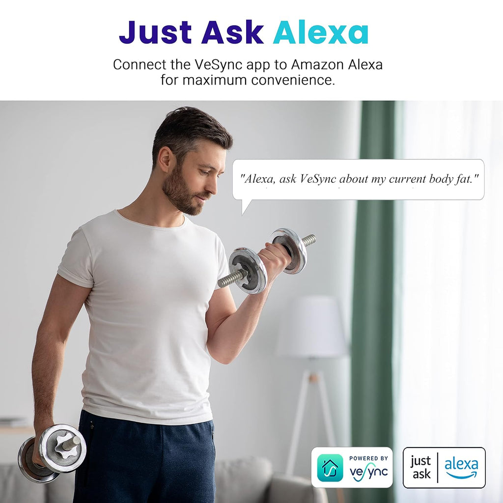 Etekcity Báscula inteligente recargable para peso corporal, Bluetooth