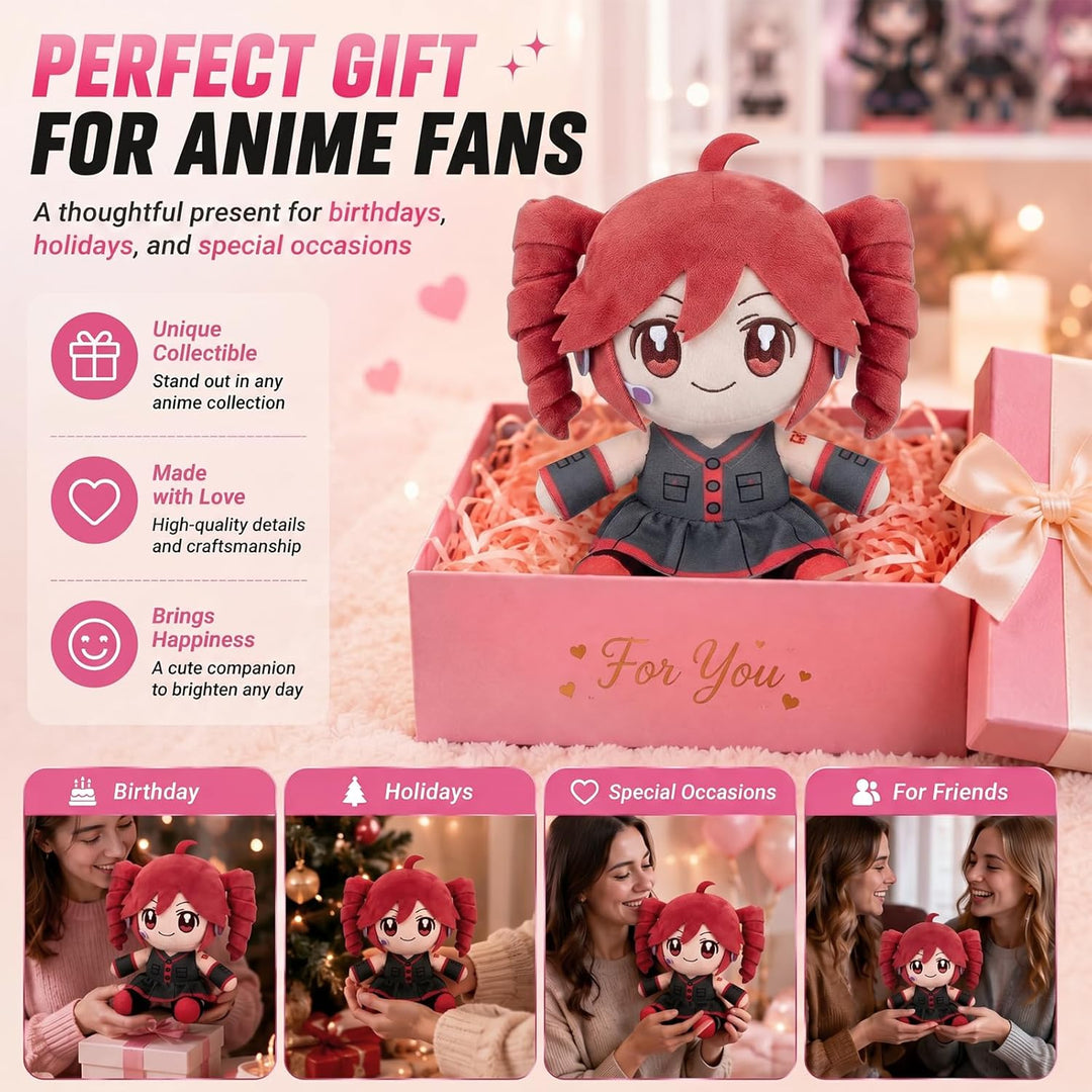 Peluche coleccionable de Pink Drill Twin Tail Girl de 8.7 in, lindo...