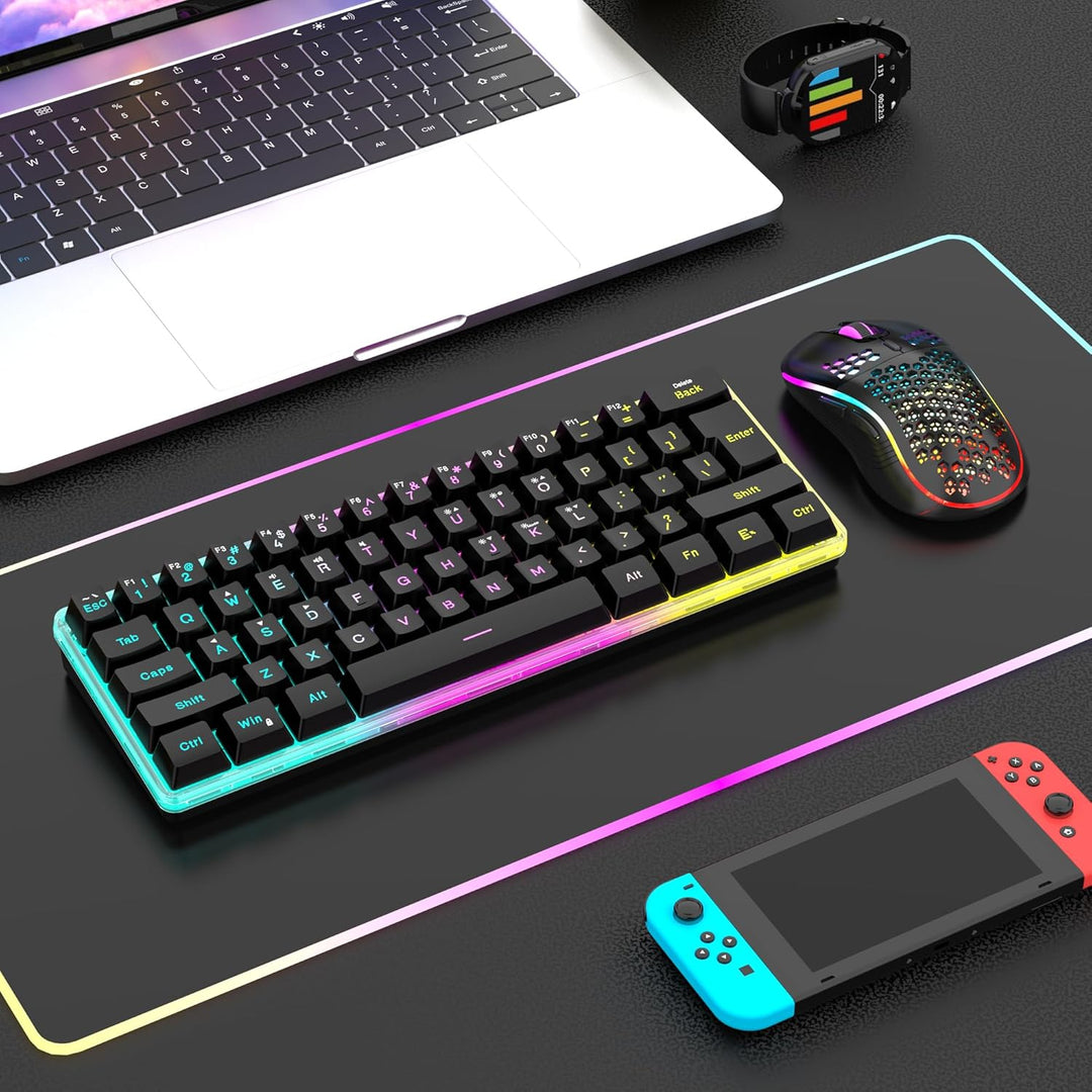 RedThunder Combo de teclado y mouse para juegos inalámbrico del 60%...