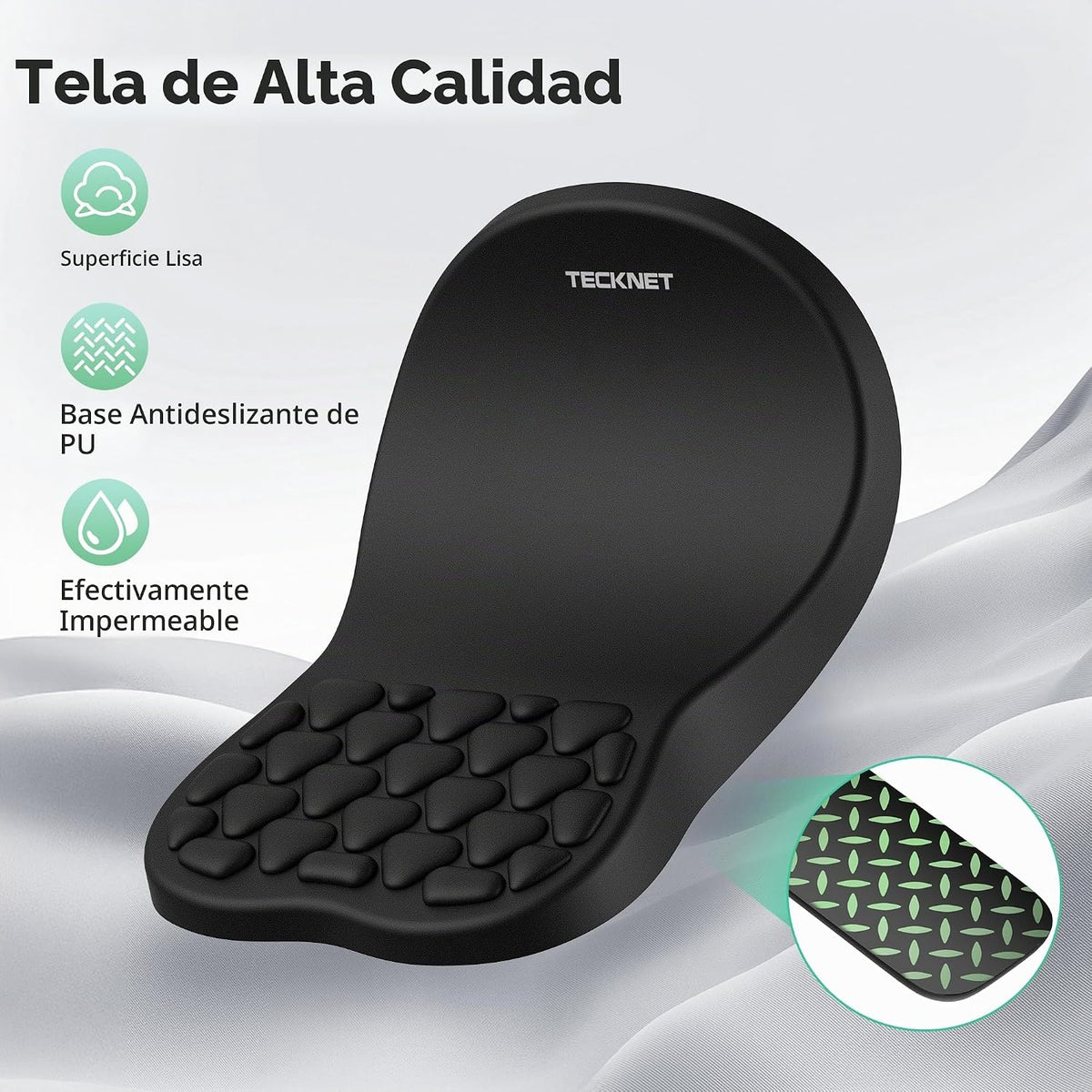 TECKNET Reposamuñecas para teclado y alfombrilla para mouse 2 en 1 con