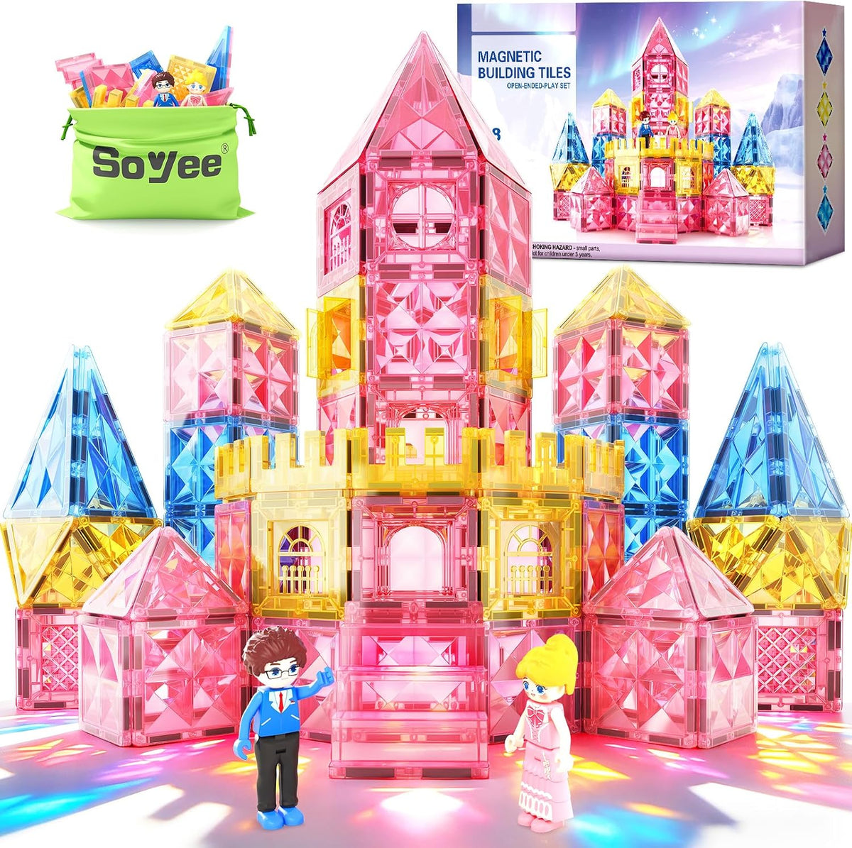 Diamond Magnetic Tiles Princess Castle Building Girls Toys Ages 3-12 Games