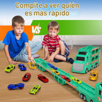 Camión transportador de automóvil de juguete para niños de 3, 4, 5 años, pista de carreras de eyección de 50 pulgadas con 8 autos, sonido y luz, el mejor juego de juguetes de regalo de cumpleaños para niños y niñas