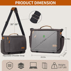 ESTARER Bolso Bandolera para Hombres 17-17.3 Pulgadas, Bolso para Laptop Resistente al Agua, de Lona, Bolso para Computadora al Hombro, Maletín para Trabajo, Universidad, Viaje, Gris