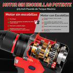 Juego de taladro eléctrico inalámbrico sin escobillas de 21 V con batería de gran capacidad de 4.0 Ah y cargador, taladro eléctrico de metal sin llave de 3/8 pulgadas, ajuste de par 25+1, 2 velocidades, kit de taladro de 87 piezas para proyectos de bricol