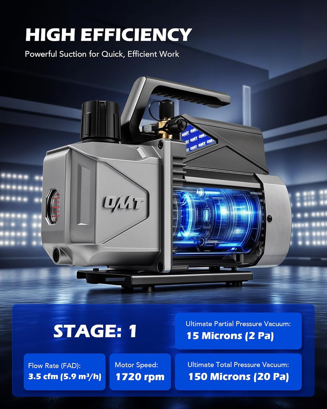 Orion Motor Tech A2L Bomba de vacío y juego de medidores para aire...