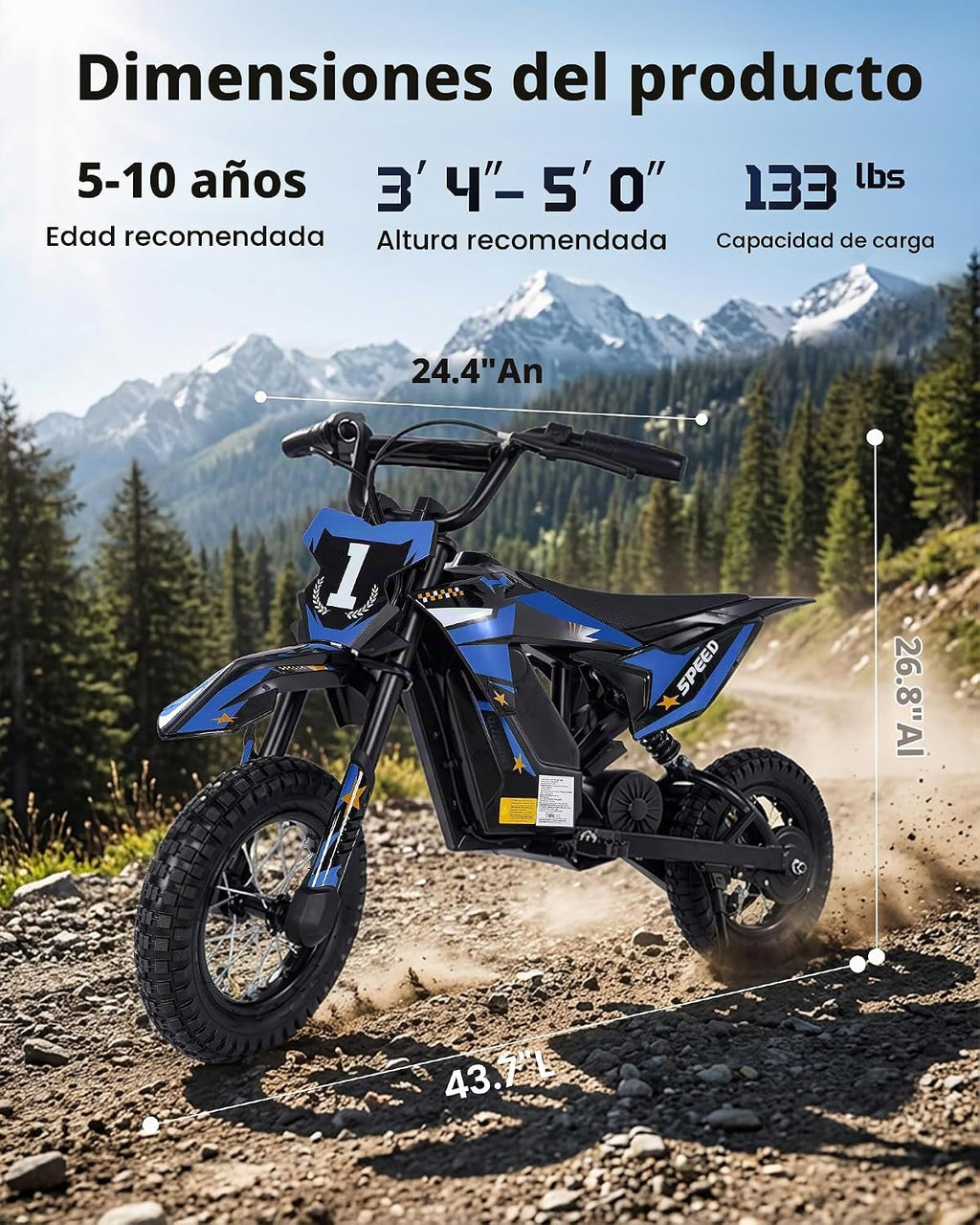 Bicicleta de cross eléctrica de 36 V para niños de 5 a 10 años, regalo de