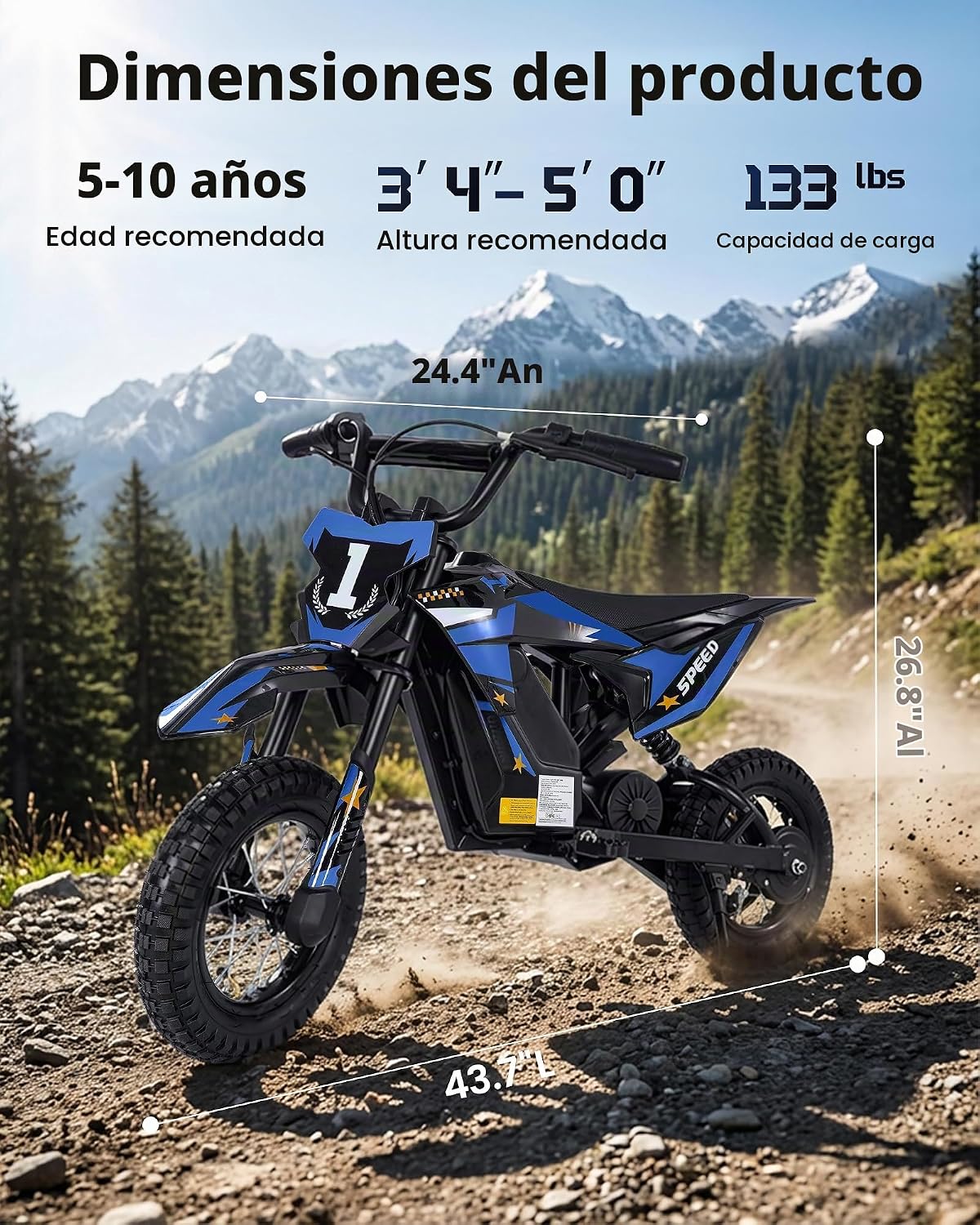 Bicicleta de cross eléctrica de 36 V para niños de 5 a 10 años, regalo de
