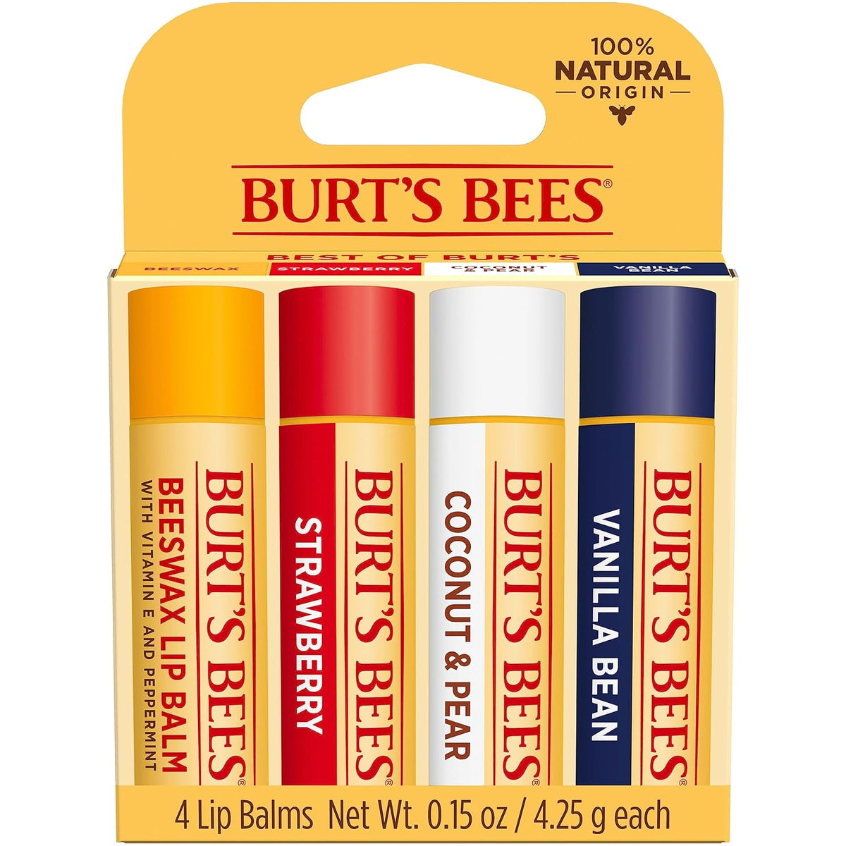 Burt's Bees Bálsamo labial, cera de abejas, fresa, coco y pera,...