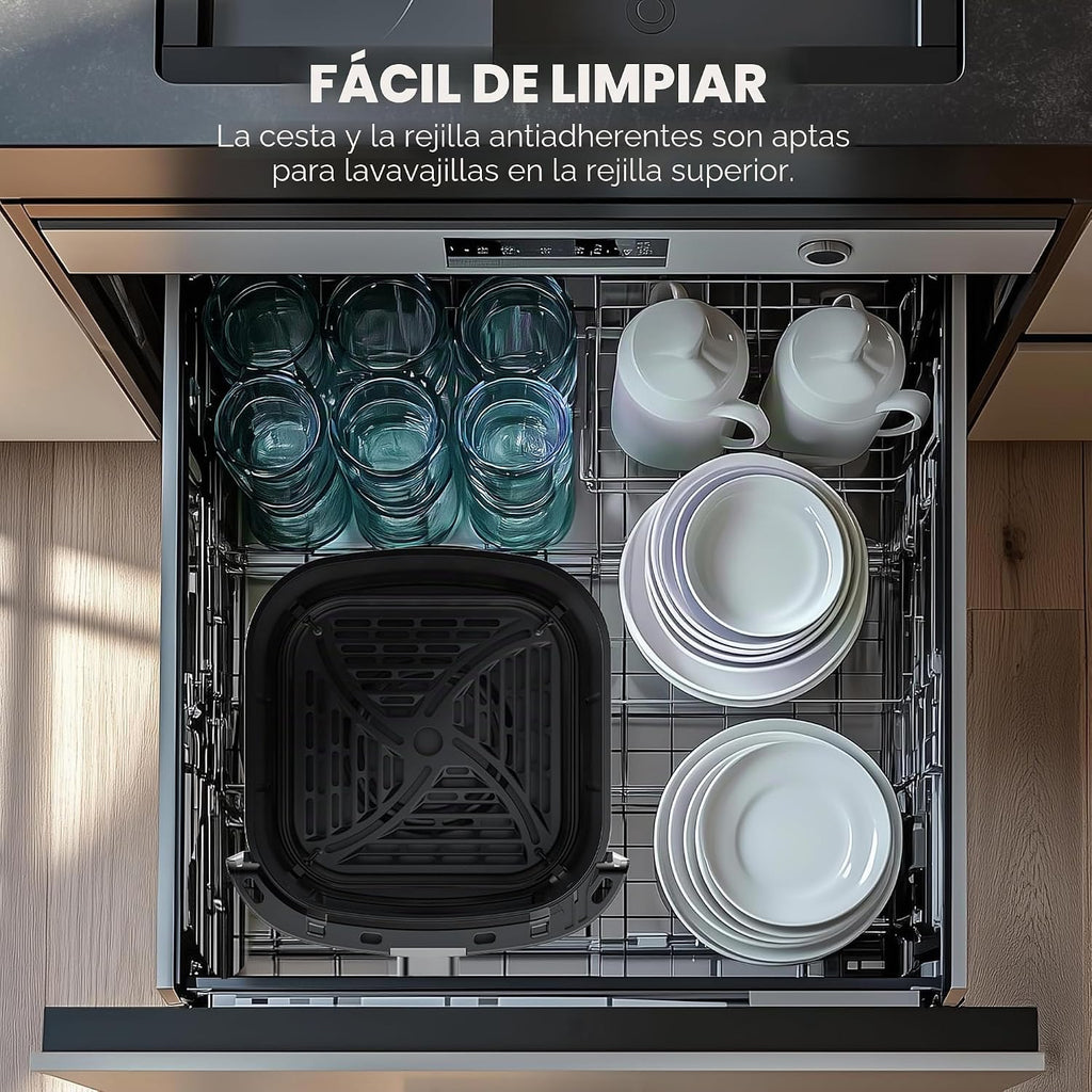 Sweetcrispy Freidora de aire de 6 cuartos con ventana, horno de freidora de aire cuadrado 12 en 1 para la familia, tecnología rápida de aire crujiente de 400 °F, deshidratación, cesta antiadherente y