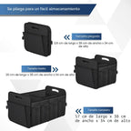 Organizador de maletero Femuar, organizador de almacenamiento con capacidad grande de 72L, impermeable, plegable y con 11 bolsillos, organizador de maletero para SUV/Jeep/Sedán, tamaño grande, negro