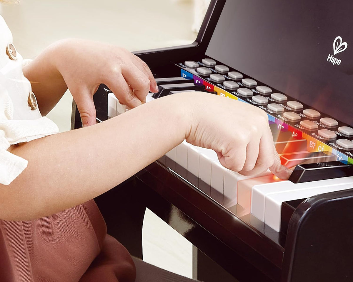 Hape Aprende con luces Piano negro con taburete