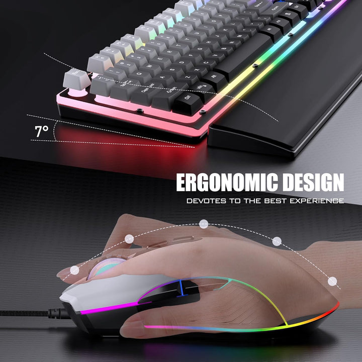 RedThunder Teclado para juegos con cable K10, combo de reposamuñeca...