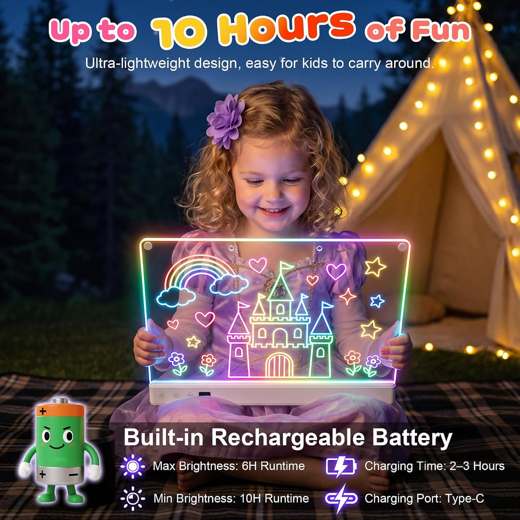 Tablero de dibujo LED recargable para niños, regalo de cumpleaños y Navidad