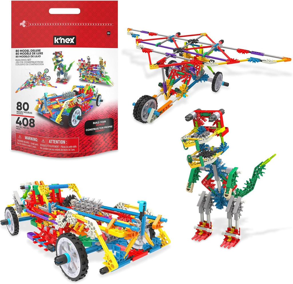 KNEX 80 Model Deluxe Set con Reusable Bag - STEM Building Kit, Kid Construction, Creative Play Toy‚ Ages 8+