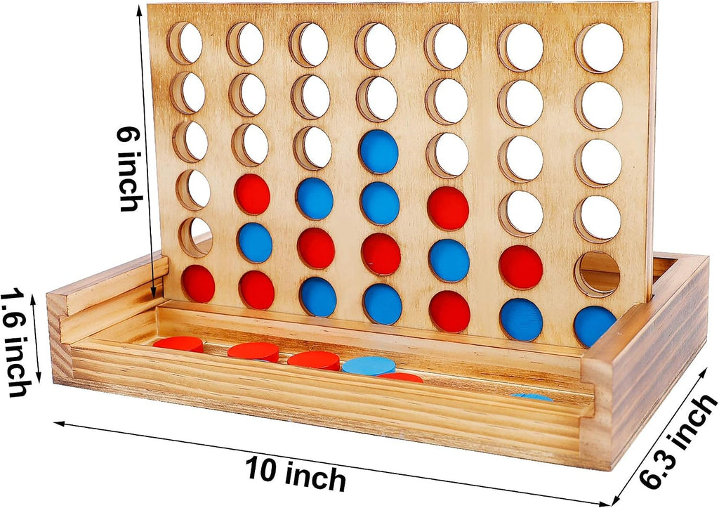 Tic Tac Toe y juego de mesas 4 en una fila, línea clásica de tablero para sala de estar, decoración de mesa rústica y uso como parte superior de juego de madera para decoración de habitación