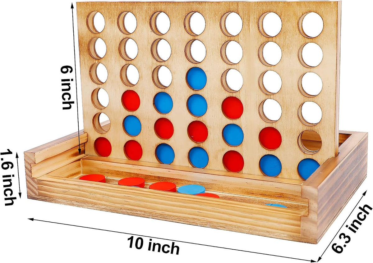 Tic Tac Toe y juego de mesas 4 en una fila, línea clásica de tablero para sala de estar, decoración de mesa rústica y uso como parte superior de juego de madera para decoración de habitación