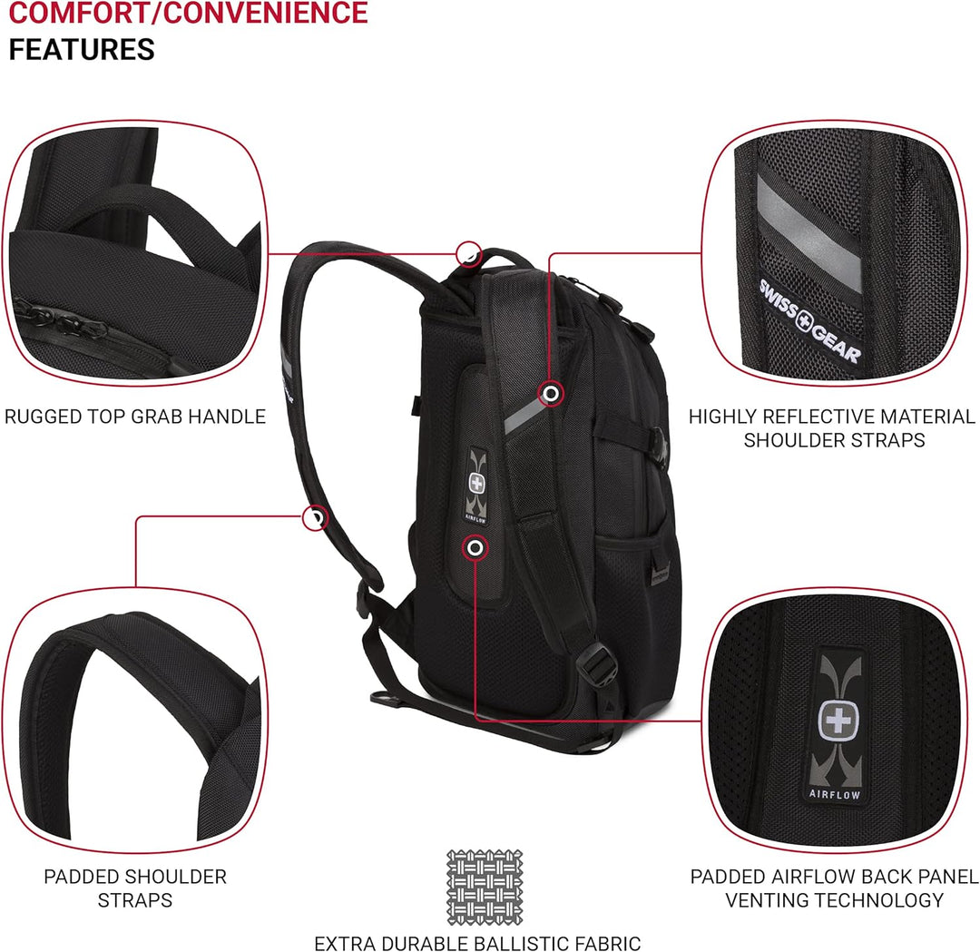 SwissGear 3598 - Mochila estrecha de día, negro (Black Ballistic)