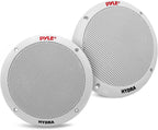 Pyle Altavoces marinos duales de 6.5 pulgadas, sistema de sonido estéreo de 2 vías, impermeable y resistente a la intemperie, con 400 vatios de potencia, cono de polipropileno y envolvente de goma de