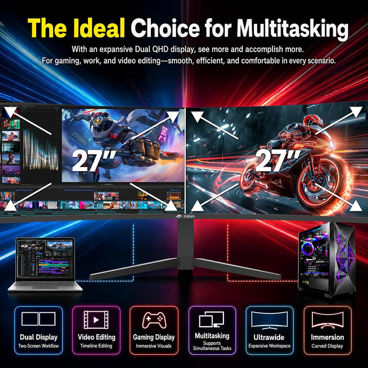 CRUA Monitor para juegos curvado ultraancho DQHD de 49" de 240H...