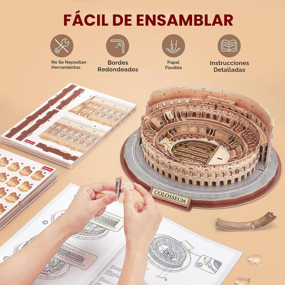 CubicFun Rome Coliseo Rompecabezas 3D para Adultos y Niños, Kit de Modelo de 163 Piezas
