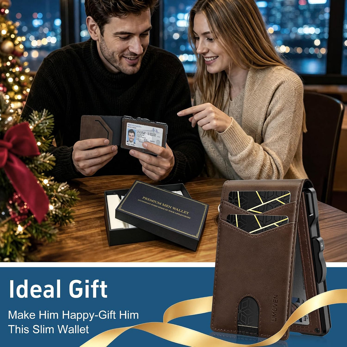 Billetera para hombre minimalista con bloqueo RFID y ranura para tarjetas