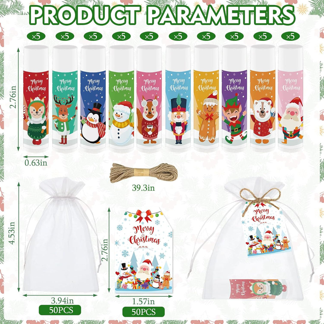50 bálsamos labiales de Navidad, regalo a granel, relleno de calcet...