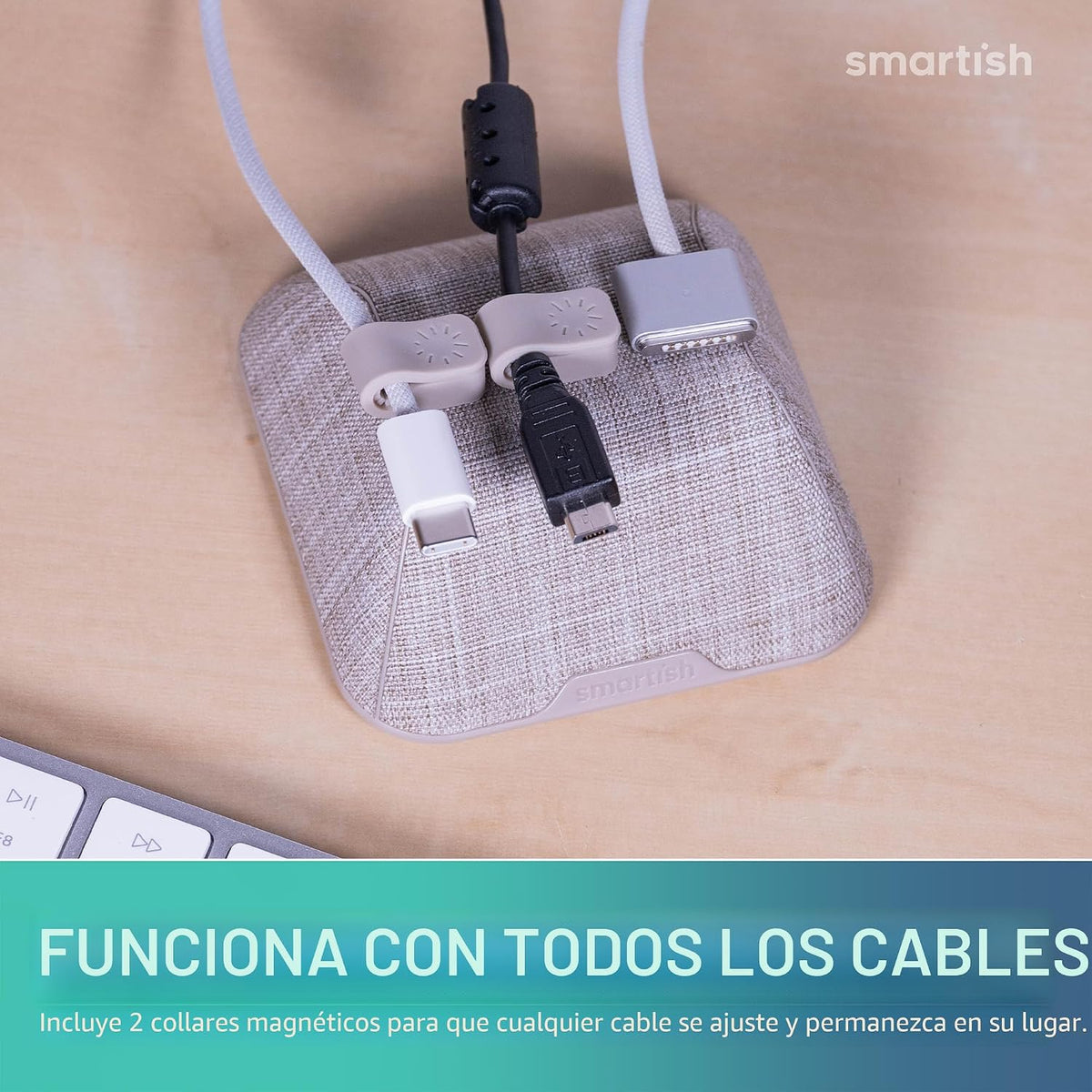 Smartish Magnetic Cord Holder, Cable Wrangler, Nightstand & Desk Organizer