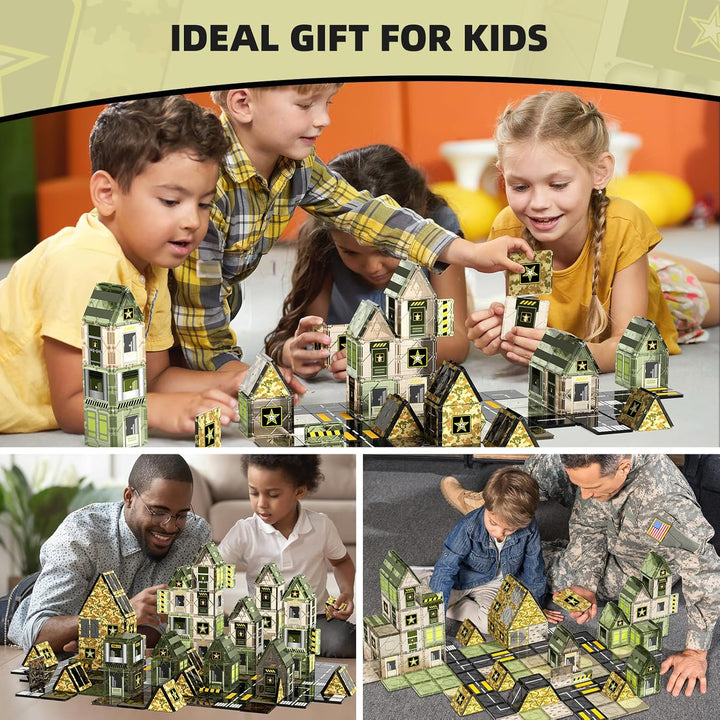 GobiDex 100 Piezas Ladrillos Magnéticos del Ejército para Niños Peq...
