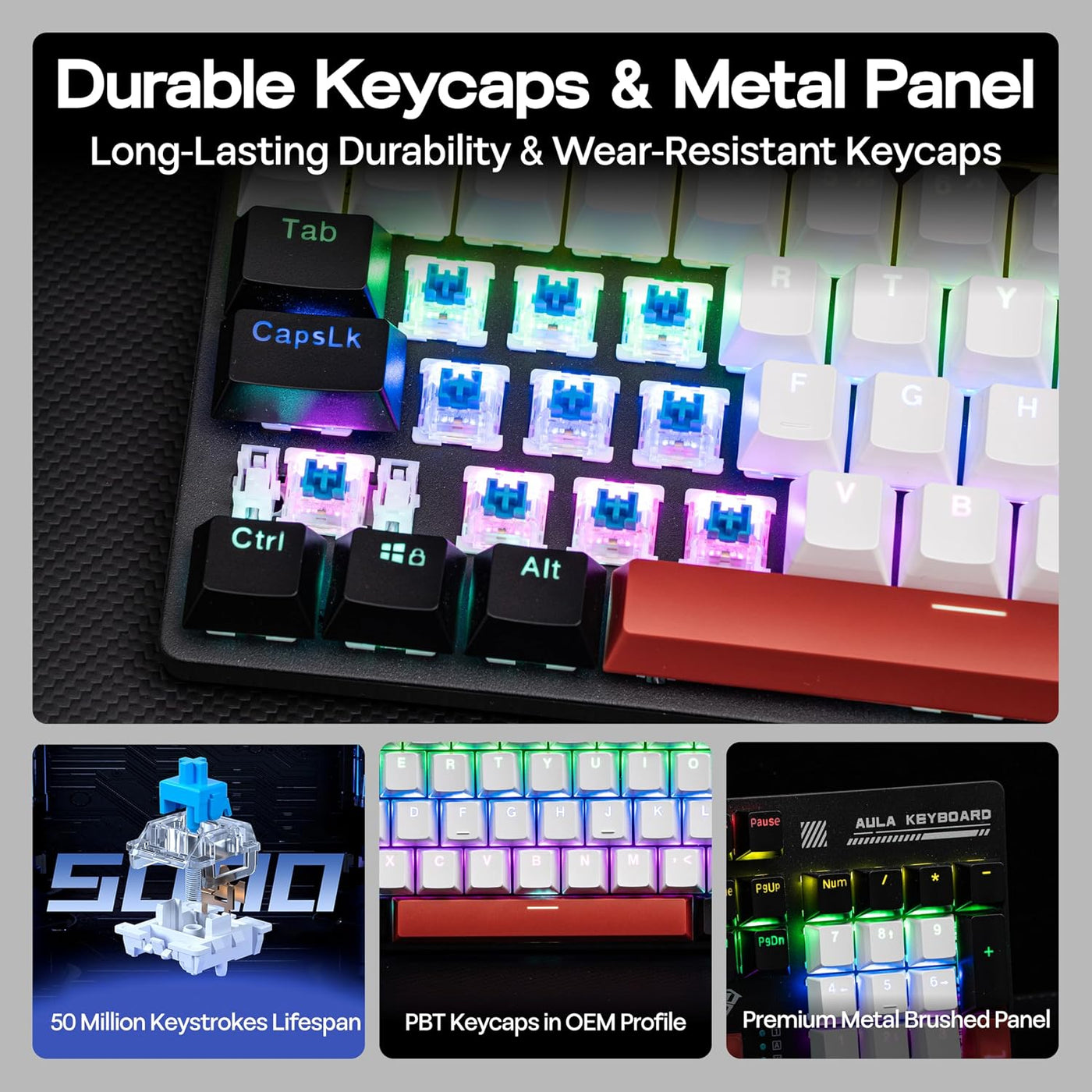 MechLands Aula S500 - Teclado mecánico con cable para juegos, 100%...