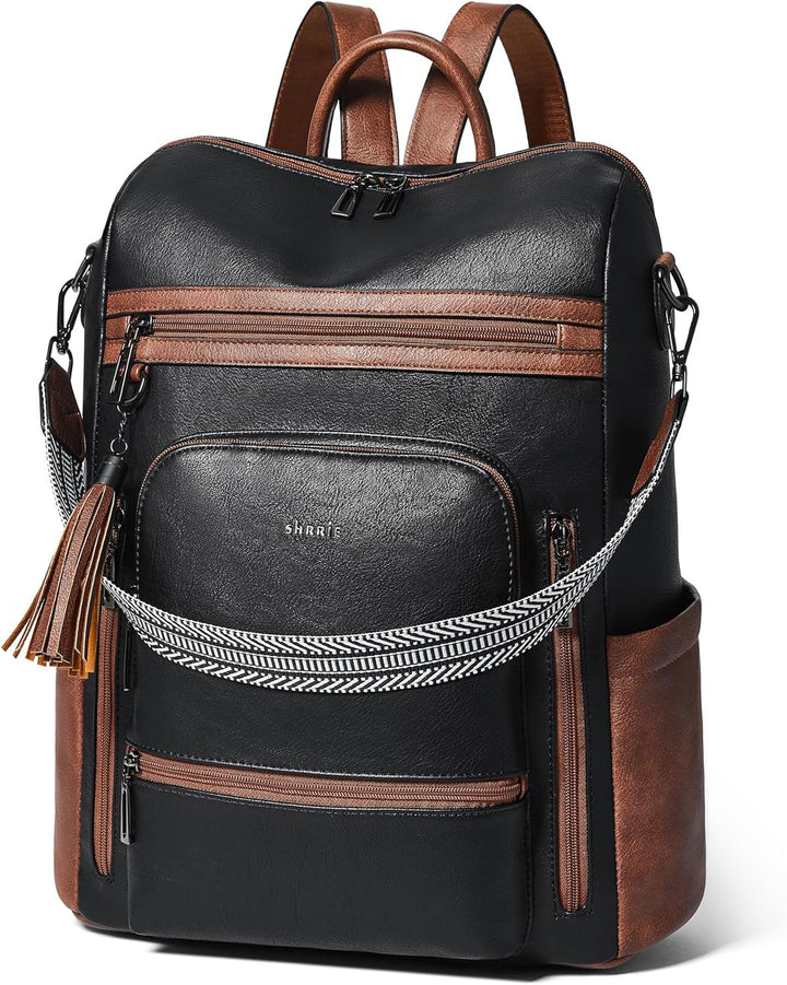 Shrrie - Mochila de cuero vegano para laptop para mujer de 14 pulga...