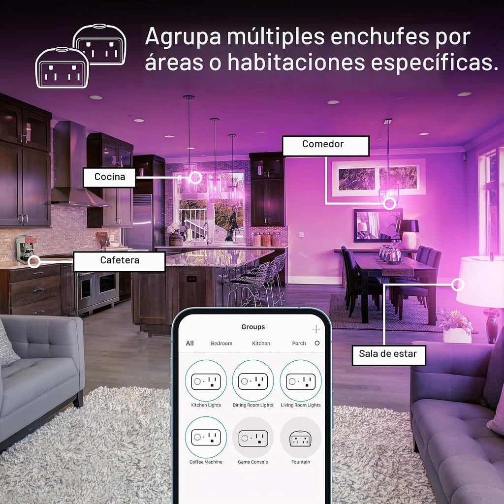 Feit Electric Regleta de alimentación inteligente Wi-Fi, funciona con Alexa