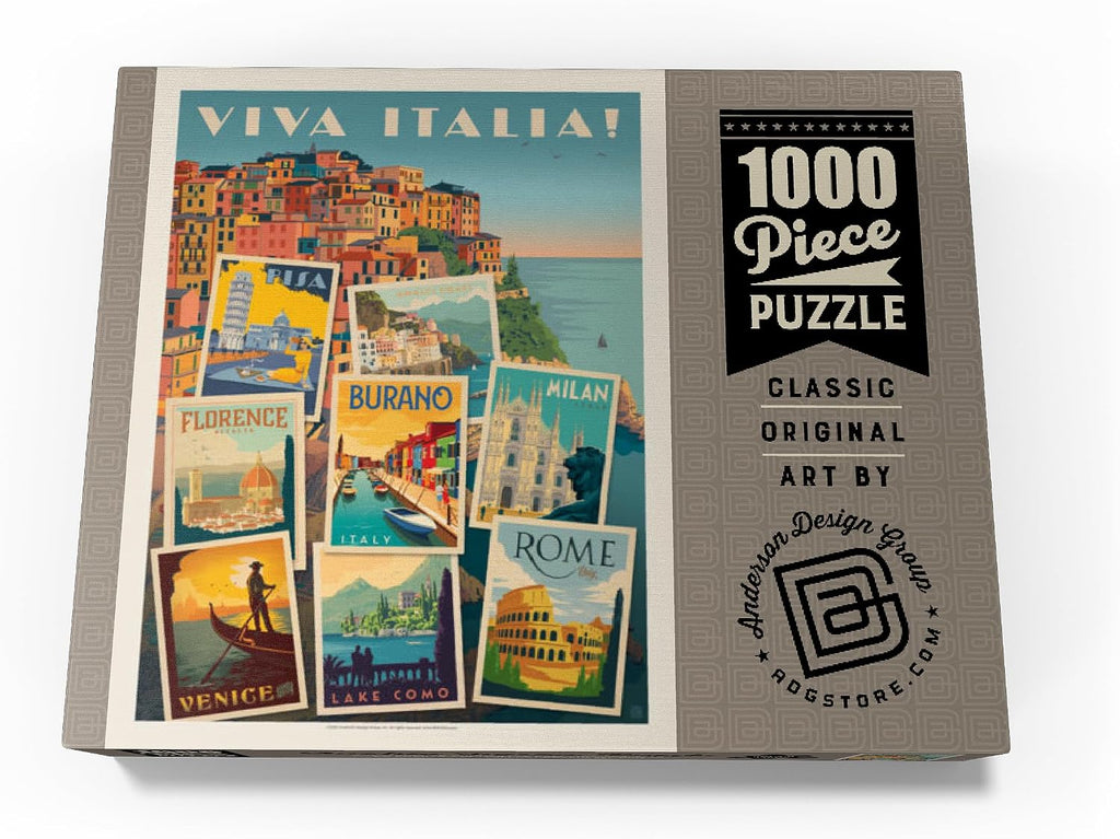 MyPuzzle Italy: Viva Italia! Collage, póster vintage, rompecabezas premium de 1000 piezas para adultos