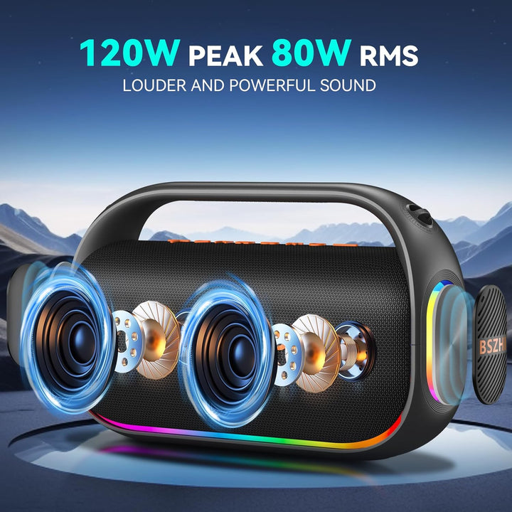 BSZHI Altavoz Bluetooth de 80 W (máximo de 120 W) Fuerte, Altavoces...