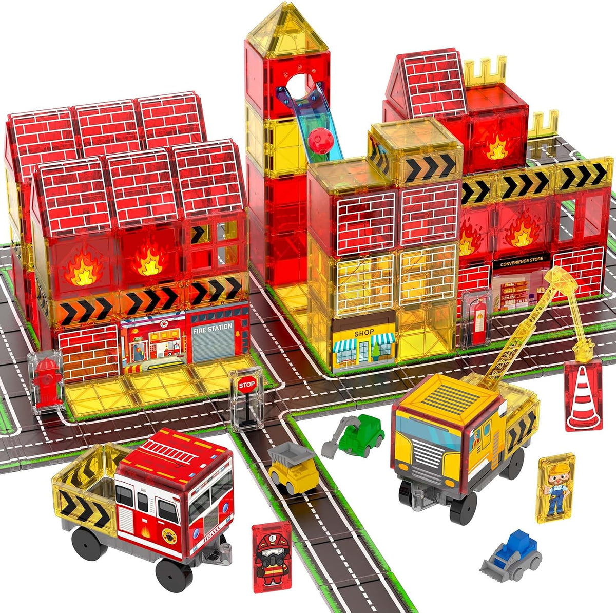 Azulejos magnéticos para niños de 4 a 8 años, estación de camión de