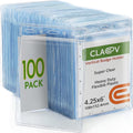 Claev Portatarjetas verticales flexibles y resistentes a desgarros de 4 x 6 pulgadas para pasaporte y tarjetas (4 x 6 extra grandes (XXL), paquete de 100), transparente sin cremallera, portatarjetas