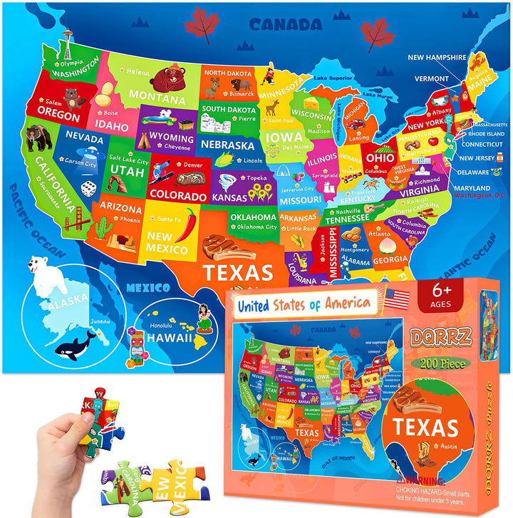 Rompecabezas de mapa de Estados Unidos para niños de 6 a 8