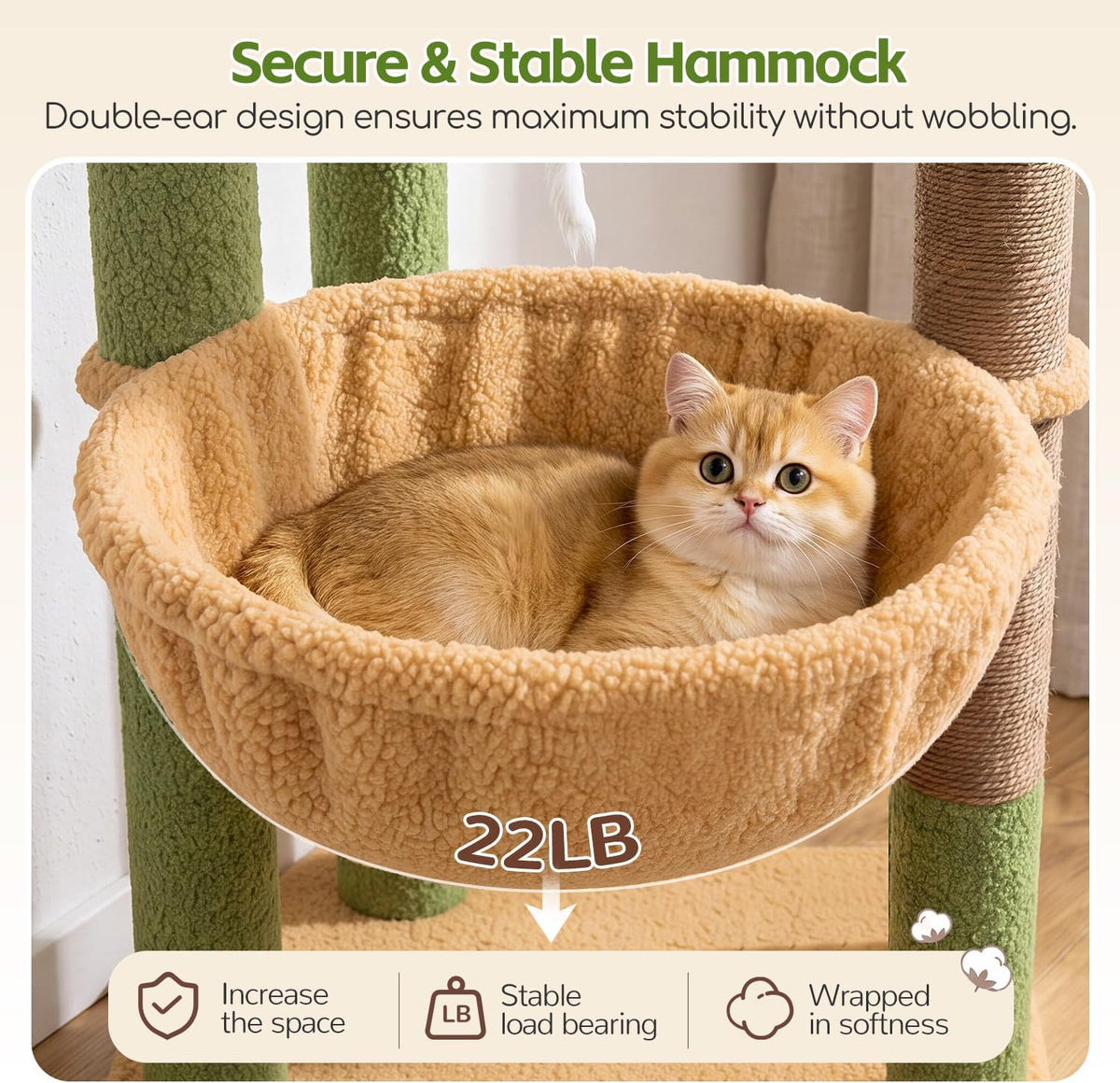 Globlazer Cactus Cat Tree Tower 2 Condo Kitten Scratching Post, F54, Verde