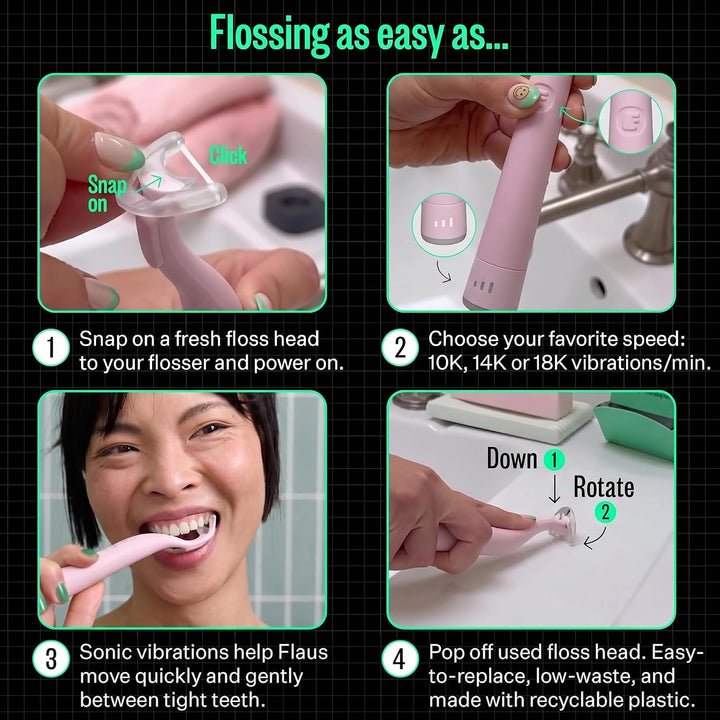 FLAUS Hilo dental eléctrico - Deslizamiento suave - Removedor de pl...