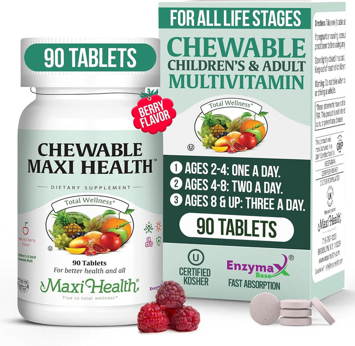 Maxi Health Masticable - Multivitamínico para hombres y mujeres - A...