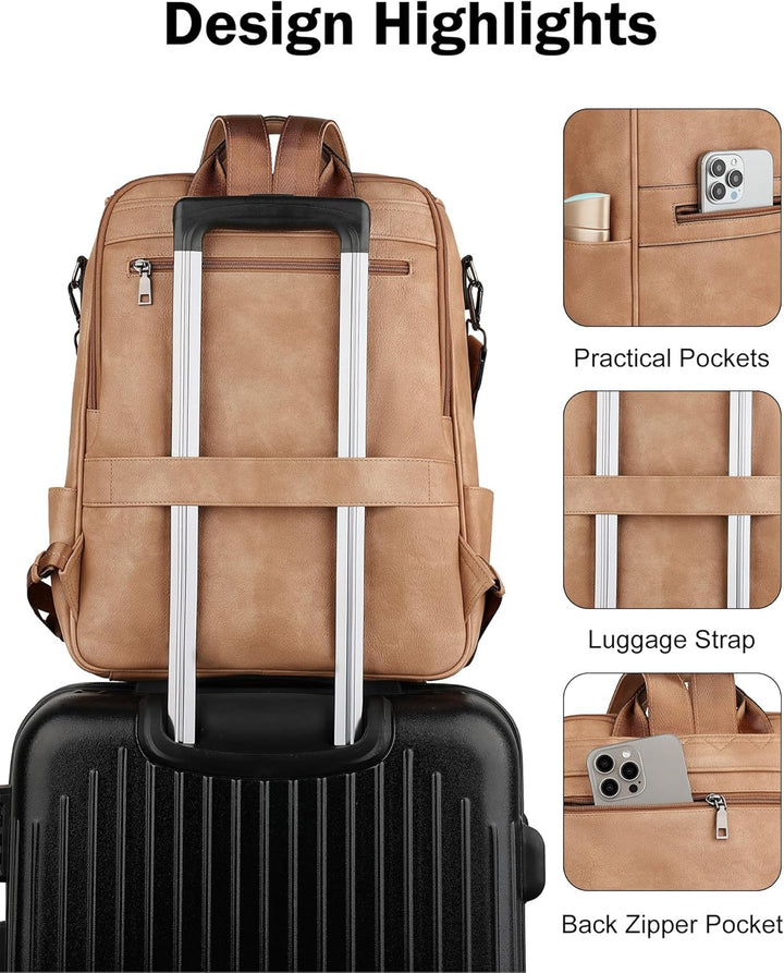 FADEON Mochila para computadora portátil para mujer, mochila de via...