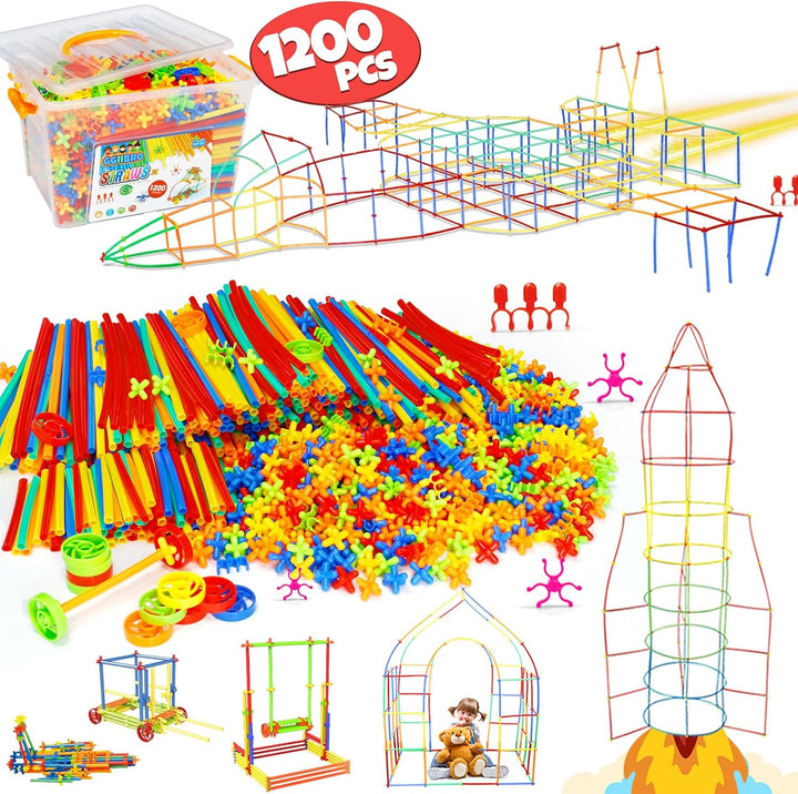 Ggiibro Constructor de Pajitas Juguetes de Construcción STEM Macaro...
