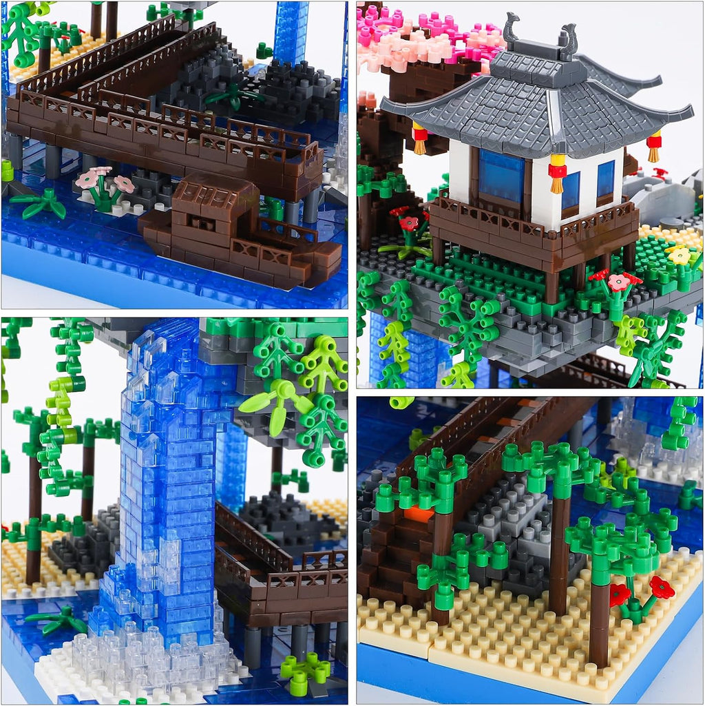 CAXIMSY - Juego de bloques de construcción de casa bonsái de flor de cerezo 3320 PIEZAS, arquitectura china de micro mini bloques de construcción de flor de durazno, juguete de construcción para niños