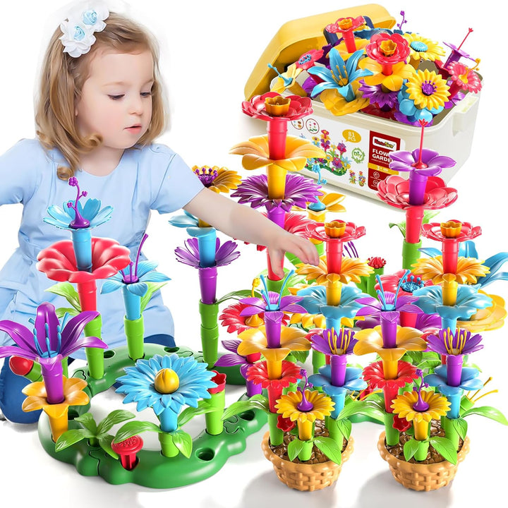 Juego de 112 piezas de juguetes de jardín de flores, juguetes para...