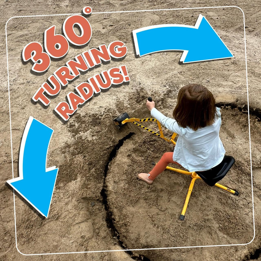 Stargo Excavadora de Arena para Niños Juguete de Montar, Juguetes de Playa Juguete de Caja de Arena al Aire Libre Excavadora para Niños, Acero Sólido Gira 360, Juego de Roles, Juguetes de Arena