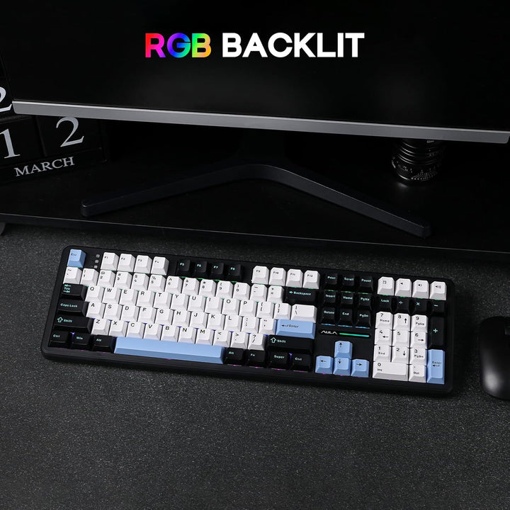 EPOMAKER Aula F108 - Teclado inalámbrico para juegos, teclado mecán...
