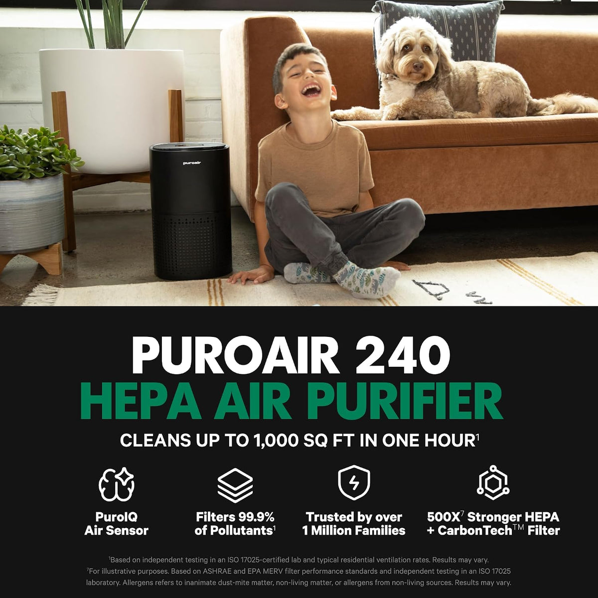PuroAir - Purificadores de aire HEPA 240 para el hogar, mascotas