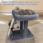 TWDEPART Árbol de gato con torre y poste para arañar para gatos de interior, centro de actividades, árbol para escalar con tablero para rascar y pelotas de juguete, gris