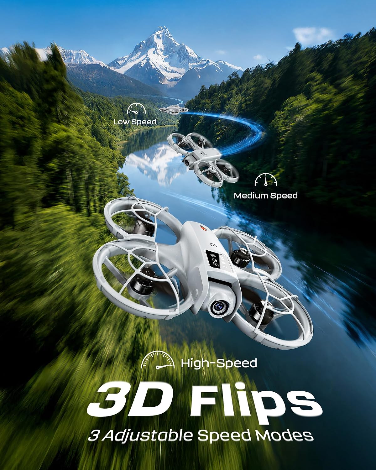 Mini dron con cámara HD FPV, cuadricóptero RC apto para principiantes para adolescentes y adultos, lente de inclinación de 90°, retención de altitud, despegue de una tecla, giros 3D, 3 modos de